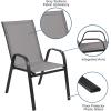 Flash Furniture Brazos Series 5-Piece Glass Patio Table and Chairs Set, Outdoor Patio Dining Set with Square Table and 4 Sling Patio Chairs, Black(Grey)