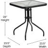 Flash Furniture Brazos Series 5-Piece Glass Patio Table and Chairs Set, Outdoor Patio Dining Set with Square Table and 4 Sling Patio Chairs, Black(Grey)