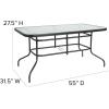 Flash Furniture Brazos Series 7-Piece Glass Patio Table and Chairs Set, Outdoor Dining Set with Table with Umbrella Hole, 6 Sling Patio Chairs, Black(Grey)