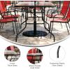 Flash Furniture Brazos Series 7-Piece Glass Patio Table and Chairs Set, Outdoor Dining Set with Table with Umbrella Hole, 6 Sling Patio Chairs, Black(Red)