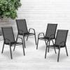 Flash Furniture Brazos Series Red Outdoor Stack Chair with Flex Comfort Material and Metal Frame, Set of 4(Black)