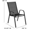Flash Furniture Brazos Series Red Outdoor Stack Chair with Flex Comfort Material and Metal Frame, Set of 4(Black)