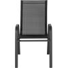 Flash Furniture Brazos Series Red Outdoor Stack Chair with Flex Comfort Material and Metal Frame, Set of 4(Black)