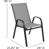Flash Furniture Brazos Series Red Outdoor Stack Chair with Flex Comfort Material and Metal Frame, Set of 4(Grey)