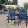 Flash Furniture Brazos Series Red Outdoor Stack Chair with Flex Comfort Material and Metal Frame, Set of 4(Navy)