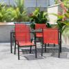 Flash Furniture Brazos Series Red Outdoor Stack Chair with Flex Comfort Material and Metal Frame, Set of 4(Red)