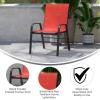 Flash Furniture Brazos Series Red Outdoor Stack Chair with Flex Comfort Material and Metal Frame, Set of 4(Red)