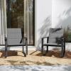 Flash Furniture Brazos Set of 2 Gray Outdoor Rocking Chairs with Flex Comfort Material and Black Metal Frame,Gray/Black(Black)