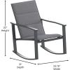 Flash Furniture Brazos Set of 2 Gray Outdoor Rocking Chairs with Flex Comfort Material and Black Metal Frame,Gray/Black(Black)