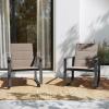 Flash Furniture Brazos Set of 2 Gray Outdoor Rocking Chairs with Flex Comfort Material and Black Metal Frame,Gray/Black(Brown)