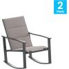 Flash Furniture Brazos Set of 2 Gray Outdoor Rocking Chairs with Flex Comfort Material and Black Metal Frame,Gray/Black(Brown)