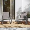 Flash Furniture Brazos Set of 2 Gray Outdoor Rocking Chairs with Flex Comfort Material and Black Metal Frame,Gray/Black(Grey)