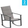 Flash Furniture Brazos Set of 2 Gray Outdoor Rocking Chairs with Flex Comfort Material and Black Metal Frame,Gray/Black(Grey)