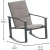 Flash Furniture Brazos Set of 2 Gray Outdoor Rocking Chairs with Flex Comfort Material and Black Metal Frame,Gray/Black(Grey)