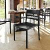 Flash Furniture Bridgeport Slat Back Patio Chair with Contoured Seat, Commercial All-Weather Stacking Resin Chair, UV Resistant, Indoor-Outdoor, Black, Set of 4(Black)