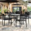Flash Furniture Bridgeport Slat Back Patio Chair with Contoured Seat, Commercial All-Weather Stacking Resin Chair, UV Resistant, Indoor-Outdoor, Black, Set of 4(Black)