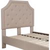 Flash Furniture Brighton Twin Size Tufted Upholstered Platform Bed in Light Gray Fabric(Beige)