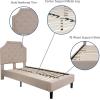 Flash Furniture Brighton Twin Size Tufted Upholstered Platform Bed in Light Gray Fabric(Beige)