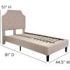 Flash Furniture Brighton Twin Size Tufted Upholstered Platform Bed in Light Gray Fabric(Beige)