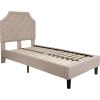 Flash Furniture Brighton Twin Size Tufted Upholstered Platform Bed in Light Gray Fabric(Beige)