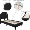 Flash Furniture Brighton Twin Size Tufted Upholstered Platform Bed in Light Gray Fabric(Black)