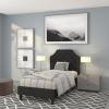 Flash Furniture Brighton Twin Size Tufted Upholstered Platform Bed in Light Gray Fabric(Black)