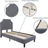 Flash Furniture Brighton Twin Size Tufted Upholstered Platform Bed in Light Gray Fabric(Light Gray)
