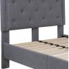 Flash Furniture Brighton Twin Size Tufted Upholstered Platform Bed in Light Gray Fabric(Light Gray)