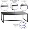 Flash Furniture Brock Commercial Grade Steel Modern Patio Coffee Table, Rectangular Outdoor Coffee Table with Textured Top and Square Leg Frame, Black