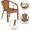 Flash Furniture Cadiz Series Dark Red Bamboo-Aluminum Indoor-Outdoor Restaurant-Patio Chair with Burning Brown Rattan(Burning Brown Rattan/Dark Red Bamboo-aluminum Frame)