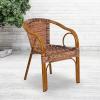 Flash Furniture Cadiz Series Dark Red Bamboo-Aluminum Indoor-Outdoor Restaurant-Patio Chair with Burning Brown Rattan(Burning Brown Rattan/Dark Red Bamboo-aluminum Frame)