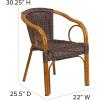 Flash Furniture Cadiz Series Dark Red Bamboo-Aluminum Indoor-Outdoor Restaurant-Patio Chair with Burning Brown Rattan(Dark Brown Rattan/Red Bamboo-aluminum Frame)