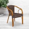 Flash Furniture Cadiz Series Dark Red Bamboo-Aluminum Indoor-Outdoor Restaurant-Patio Chair with Burning Brown Rattan(Dark Brown Rattan/Red Bamboo-aluminum Frame)