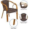 Flash Furniture Cadiz Series Dark Red Bamboo-Aluminum Indoor-Outdoor Restaurant-Patio Chair with Burning Brown Rattan(Dark Brown Rattan/Red Bamboo-aluminum Frame)