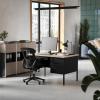 Flash Furniture Cambridge Right Side Single Pedestal Desk with 3 Locking Drawers, Commercial Grade Teacher’s or Office Desk, 30×48, Metal Frame, White Oak/Black(White Oak)