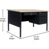 Flash Furniture Cambridge Right Side Single Pedestal Desk with 3 Locking Drawers, Commercial Grade Teacher’s or Office Desk, 30×48, Metal Frame, White Oak/Black(White Oak)