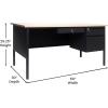 Flash Furniture Cambridge Right Side Single Pedestal Desk with 3 Locking Drawers, Commercial Grade Teacher’s or Office Desk, 30×60, Metal Frame, White Oak/Black(White Oak)