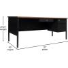 Flash Furniture Cambridge Right Side Single Pedestal Desk with 3 Locking Drawers, Commercial Grade Teacher’s or Office Desk, 30×70, Metal Frame, White Oak/Black(Walnut)