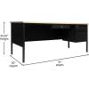 Flash Furniture Cambridge Right Side Single Pedestal Desk with 3 Locking Drawers, Commercial Grade Teacher’s or Office Desk, 30×70, Metal Frame, White Oak/Black(White Oak)