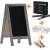 Flash Furniture Canterbury Magnetic Chalkboard Sign Set – Whitewashed Wood Frame – 48″ x 24″ – Indoor/Outdoor – Includes 8 Chalk Markers, 10 Stencils, 2 Magnets(Gray Wash)