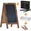Flash Furniture Canterbury Magnetic Chalkboard Sign Set – Whitewashed Wood Frame – 48″ x 24″ – Indoor/Outdoor – Includes 8 Chalk Markers, 10 Stencils, 2 Magnets(Rustic Brown)