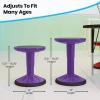 Flash Furniture Carter Adjustable Height Kids Active Stool – Flexible Gray Stool for Classroom and Home – Non-Skid Bottom – Rubberized Seat – 14″ – 18″ Seat Height(Purple)