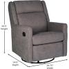 Flash Furniture Cash Swivel Glider Rocking Recliner, Manual Recliner with 360 Degree Swivel, for Living Room, Bedroom, or Nursery, Fabric Upholstered, Light Gray(Dark Gray)
