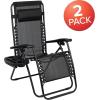 Flash Furniture Celestial Adjustable Folding Mesh Zero Gravity Reclining Lounge Chair with Pillow and Cup Holder Tray in Navy, Set of 2(Black)