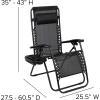 Flash Furniture Celestial Adjustable Folding Mesh Zero Gravity Reclining Lounge Chair with Pillow and Cup Holder Tray in Navy, Set of 2(Black)
