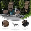 Flash Furniture Celestial Adjustable Folding Mesh Zero Gravity Reclining Lounge Chair with Pillow and Cup Holder Tray in Navy, Set of 2(Brown)