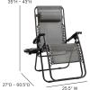 Flash Furniture Celestial Adjustable Folding Mesh Zero Gravity Reclining Lounge Chair with Pillow and Cup Holder Tray in Navy, Set of 2(Grey)
