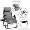 Flash Furniture Celestial Adjustable Folding Mesh Zero Gravity Reclining Lounge Chair with Pillow and Cup Holder Tray in Navy, Set of 2(Grey)