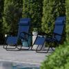 Flash Furniture Celestial Adjustable Folding Mesh Zero Gravity Reclining Lounge Chair with Pillow and Cup Holder Tray in Navy, Set of 2(Navy)