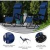 Flash Furniture Celestial Adjustable Folding Mesh Zero Gravity Reclining Lounge Chair with Pillow and Cup Holder Tray in Navy, Set of 2(Navy)
